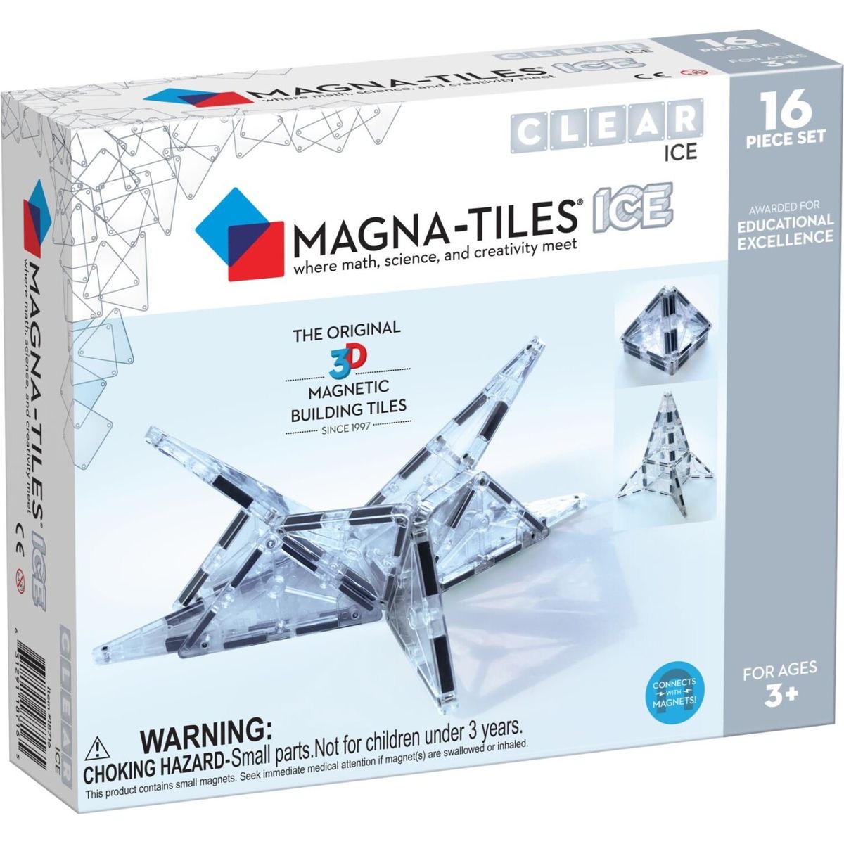 Magna-tiles - Ice Clear Magnetsæt - Udvidelsessæt - 16 Stk