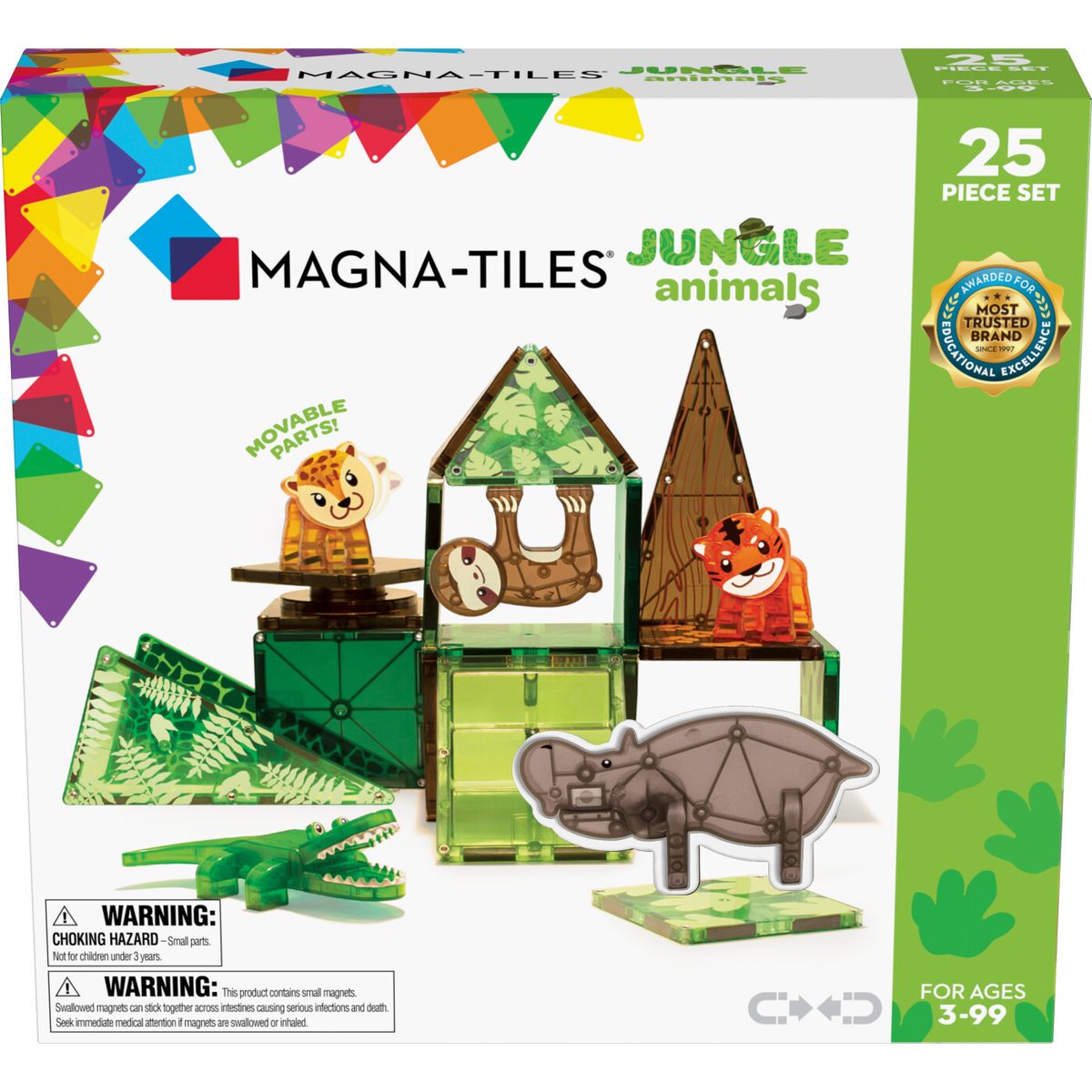 Magna-tiles - Junglens Dyr Magnetsæt - 25 Dele