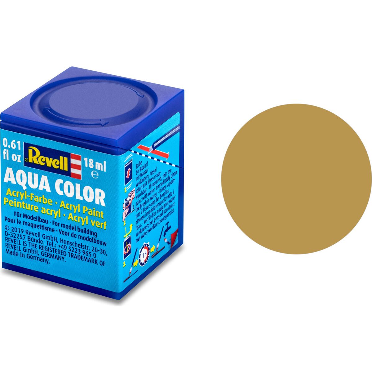 Revell - Maling - Aqua Color Matt Sandy Yellow - Ral 1024 - 18 Ml - 36116