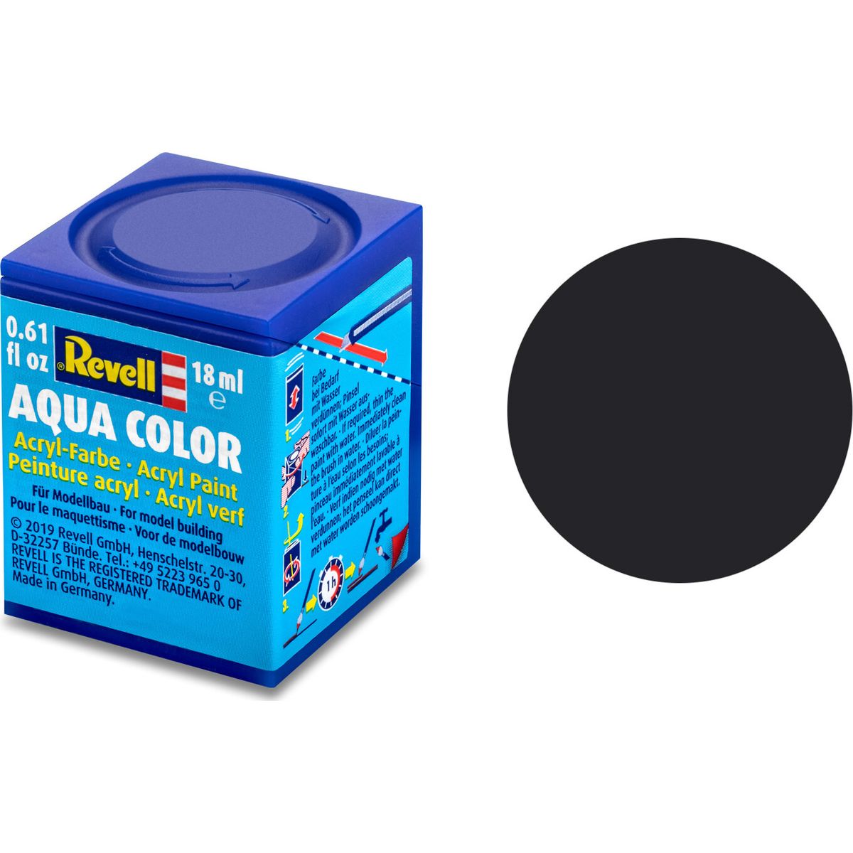 Revell - Aqua Color Akryl Maling Mat Sort Ral 9021 18 Ml - 36106