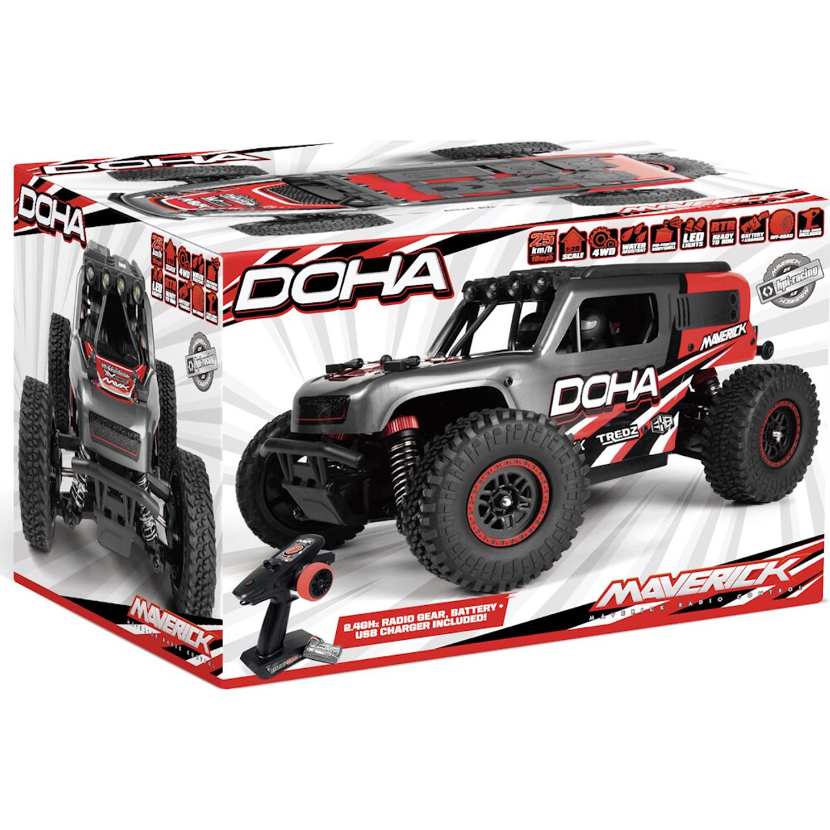 Maverick Doha 1/20 4wd Electric Truck - Red - Mv150701 - Maverick Rc