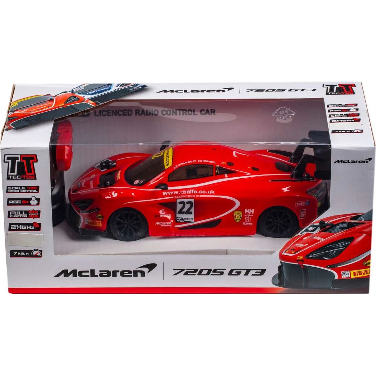 Mclaren 720s Gt3 Fjernstyret Bil - 1:24 - 2,4 Ghz - Rød