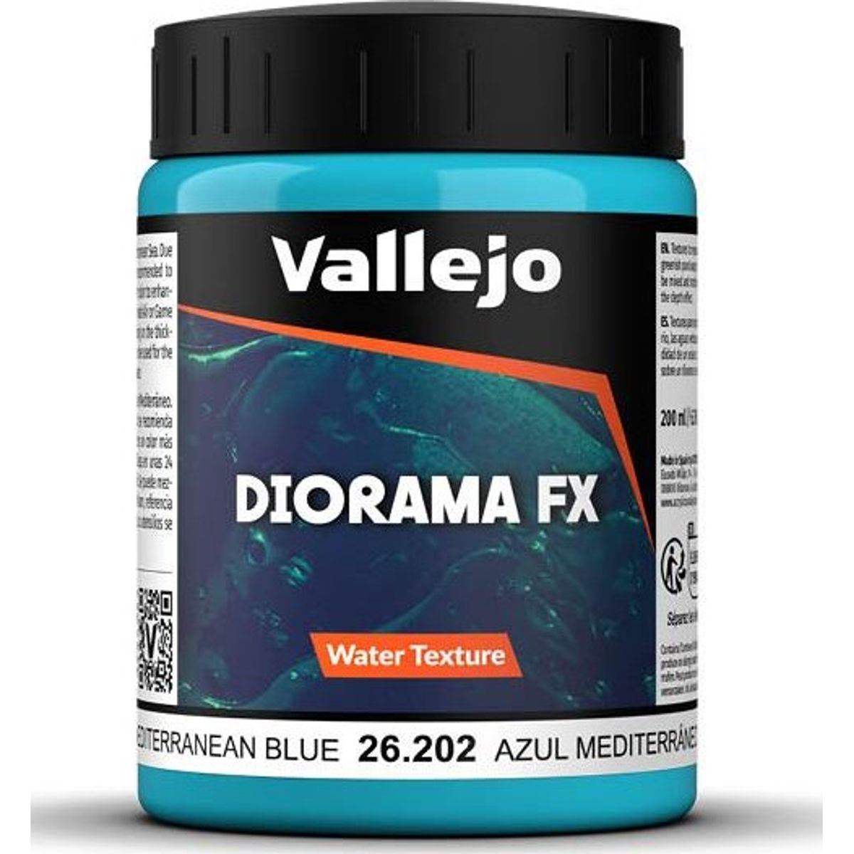 Vallejo - Diorama Fx - Water Texture Akryl Medium - Mediterranean Blue - 200 Ml