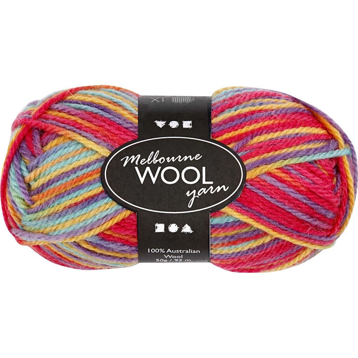 Uldgarn - Melbourne Wool - L 92 M - Multifarver - 50 G