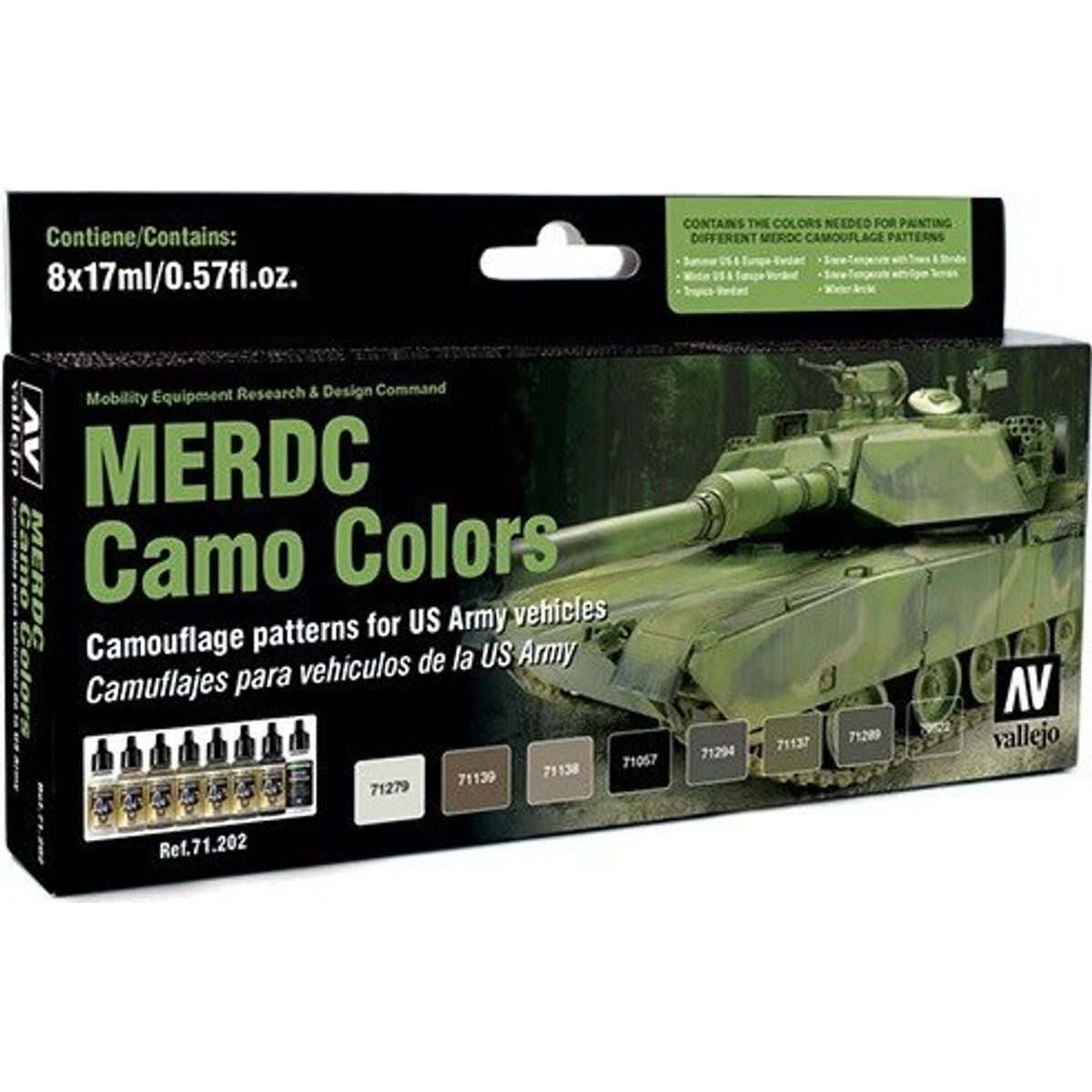 Vallejo - Model Air Maling Sæt - Merdc Camo Colors - 8x17 Ml