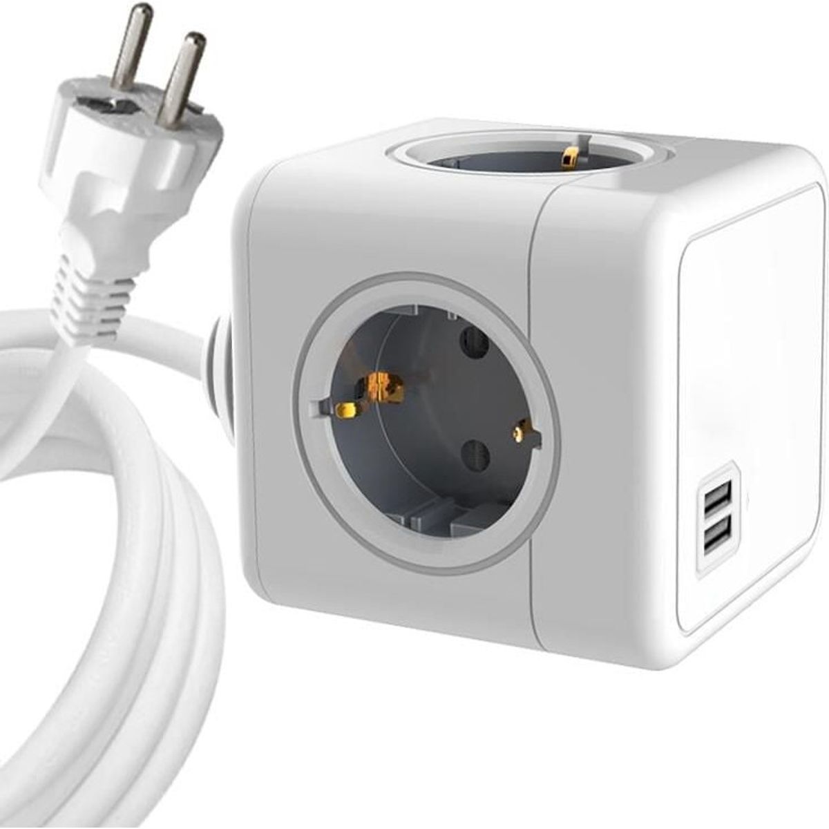 Microconnect - Powercube Stikdåse Med 2 Usb-porte - 4-vejs