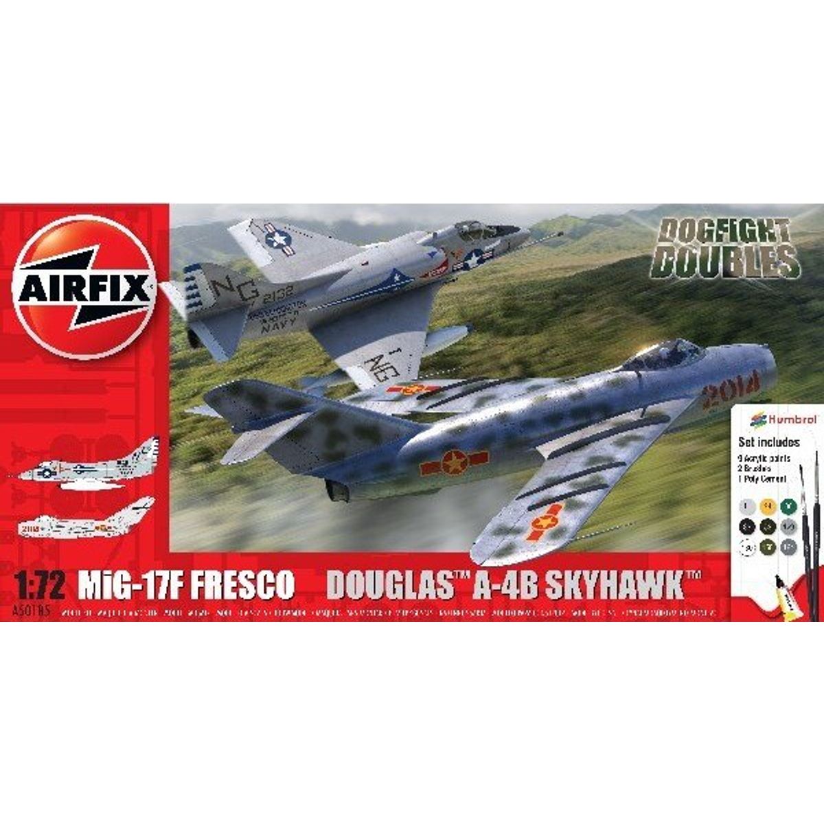 Airfix - Mig-17f Fresco + Douglas A-4b Fly Byggesæt - Dogfight Doubles - 1:72 - A50185