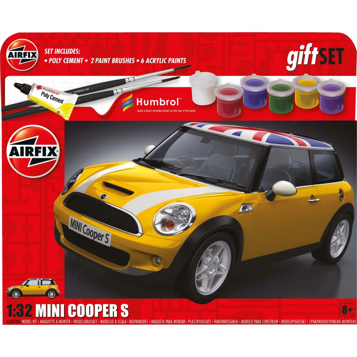 Airfix - Mini Cooper Bil Byggesæt Inkl. Maling - 1:32 - A55310a