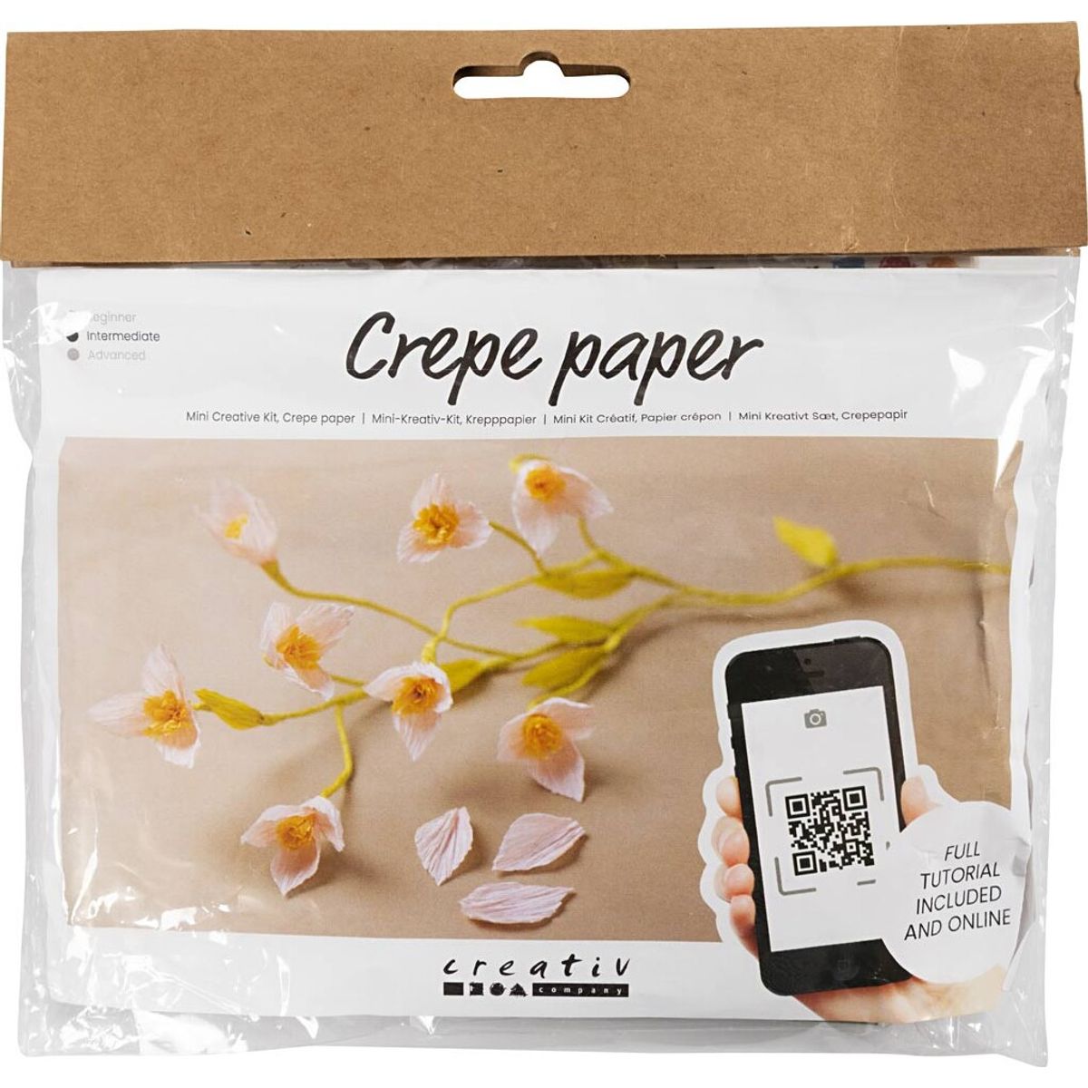 Mini Diy Kit Crepepapir - Kirsebærgren - Stræk/crepe 180% - 105 G