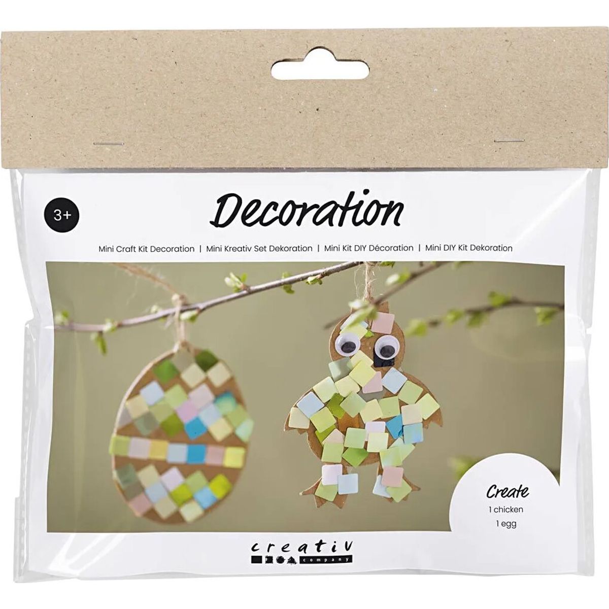 Mini Diy Kit Dekoration - æg Og Kylling - Sort - Brun - Hvid - Assorterede Farver