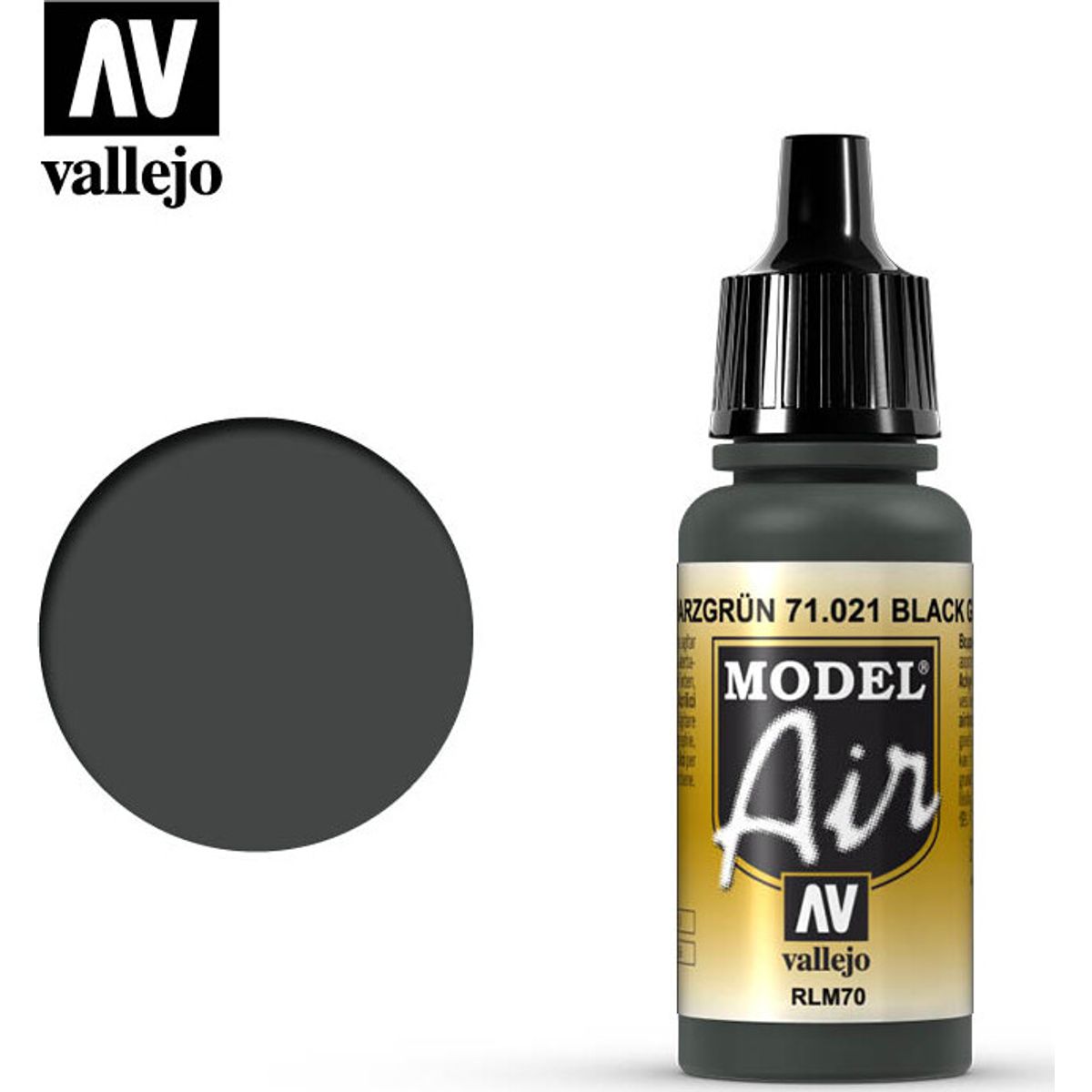 Vallejo - Model Air - Black Green Rlm70 Mat - 17 Ml - 71021