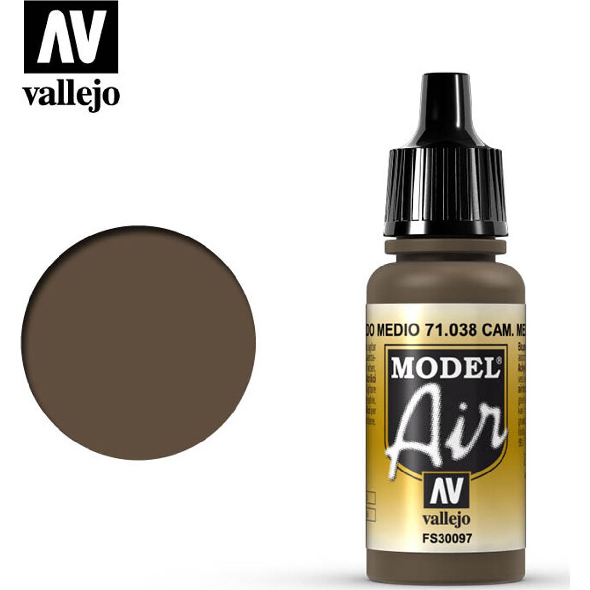 Vallejo - Model Air - Camouflage Medium Brown Mat - 17 Ml - 71038