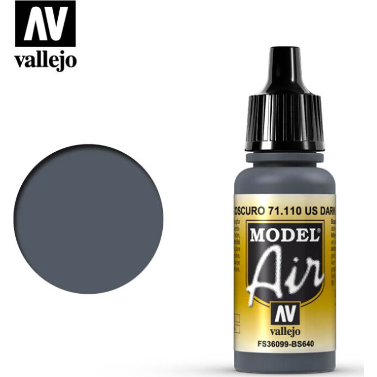 Vallejo - Model Air - Dark Grey Mat - 17 Ml - 71110