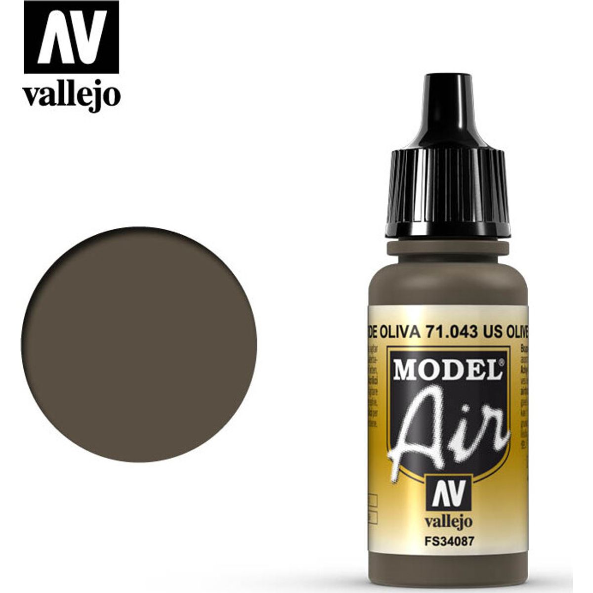 Vallejo - Model Air - Us Olive Drab Mat - 17 Ml - 71043