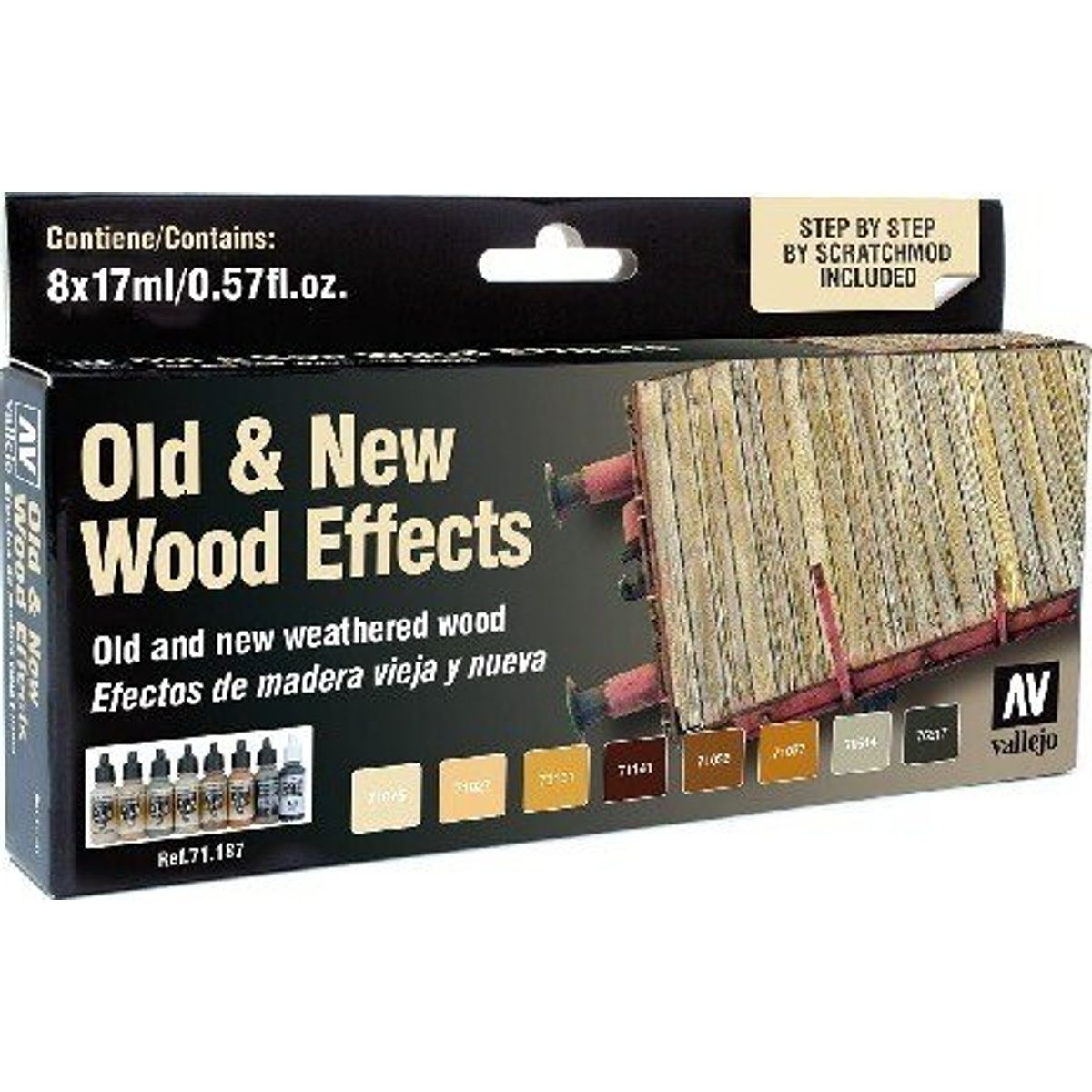 Vallejo - Model Air Maling Sæt - Old & New Wood Effects - 8x17 Ml