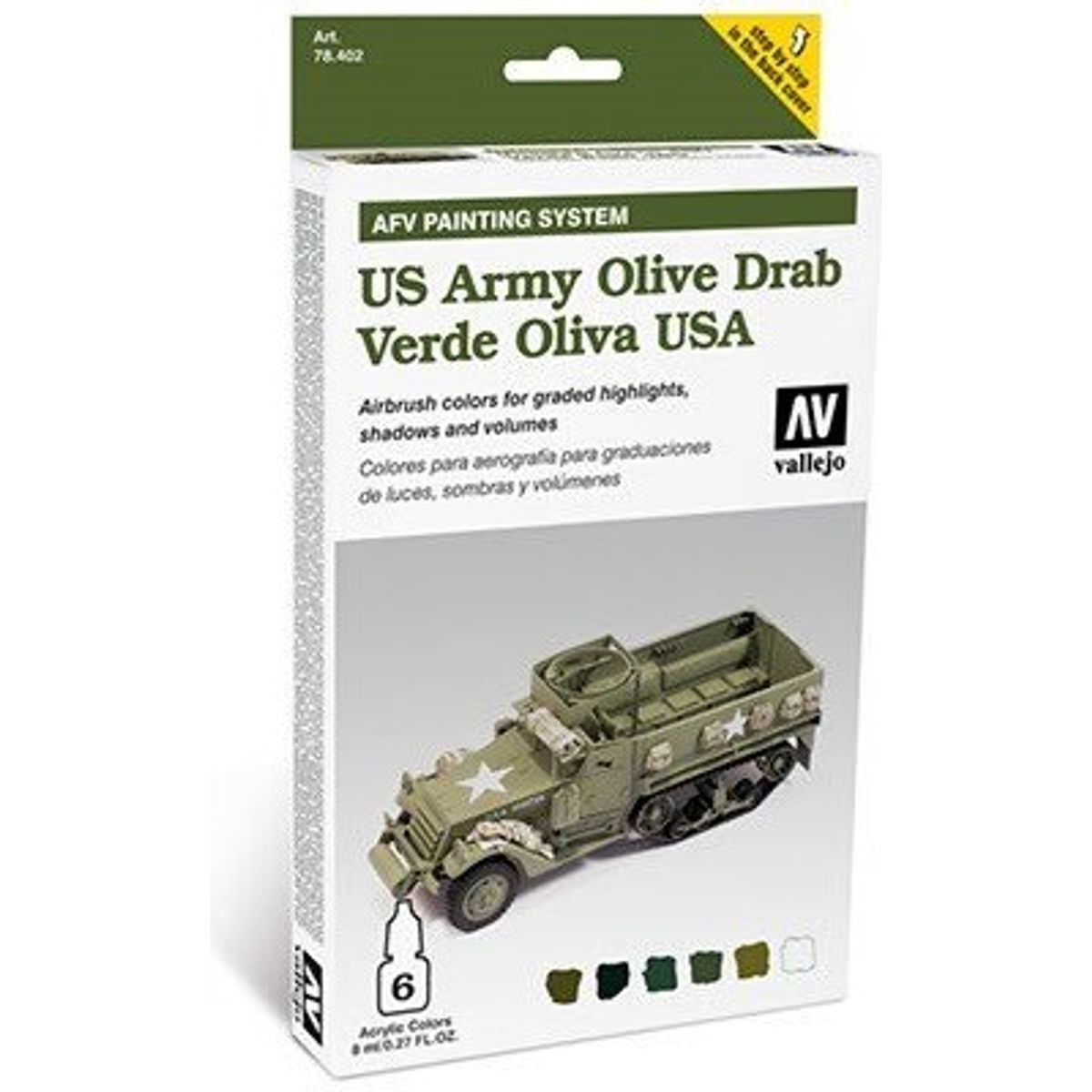 Vallejo - Model Air Maling Sæt - Us Army Olive Drab Verde - 6x8 Ml