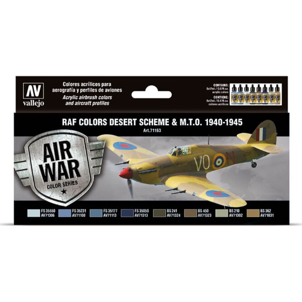 Vallejo - Model Air Maling Sæt - Wwii Raf Desert Colors - 8x17 Ml