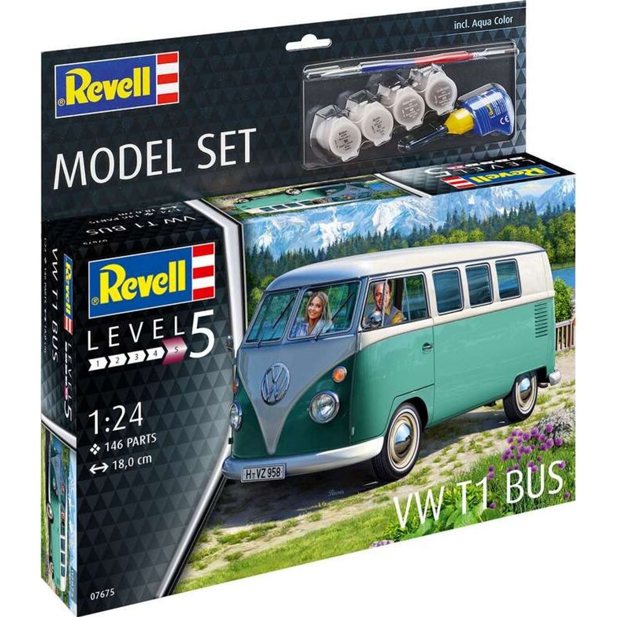 Revell - Vw T1 Samba Bus Byggesæt Inkl. Maling - 1:24 - Level 5 - 67675