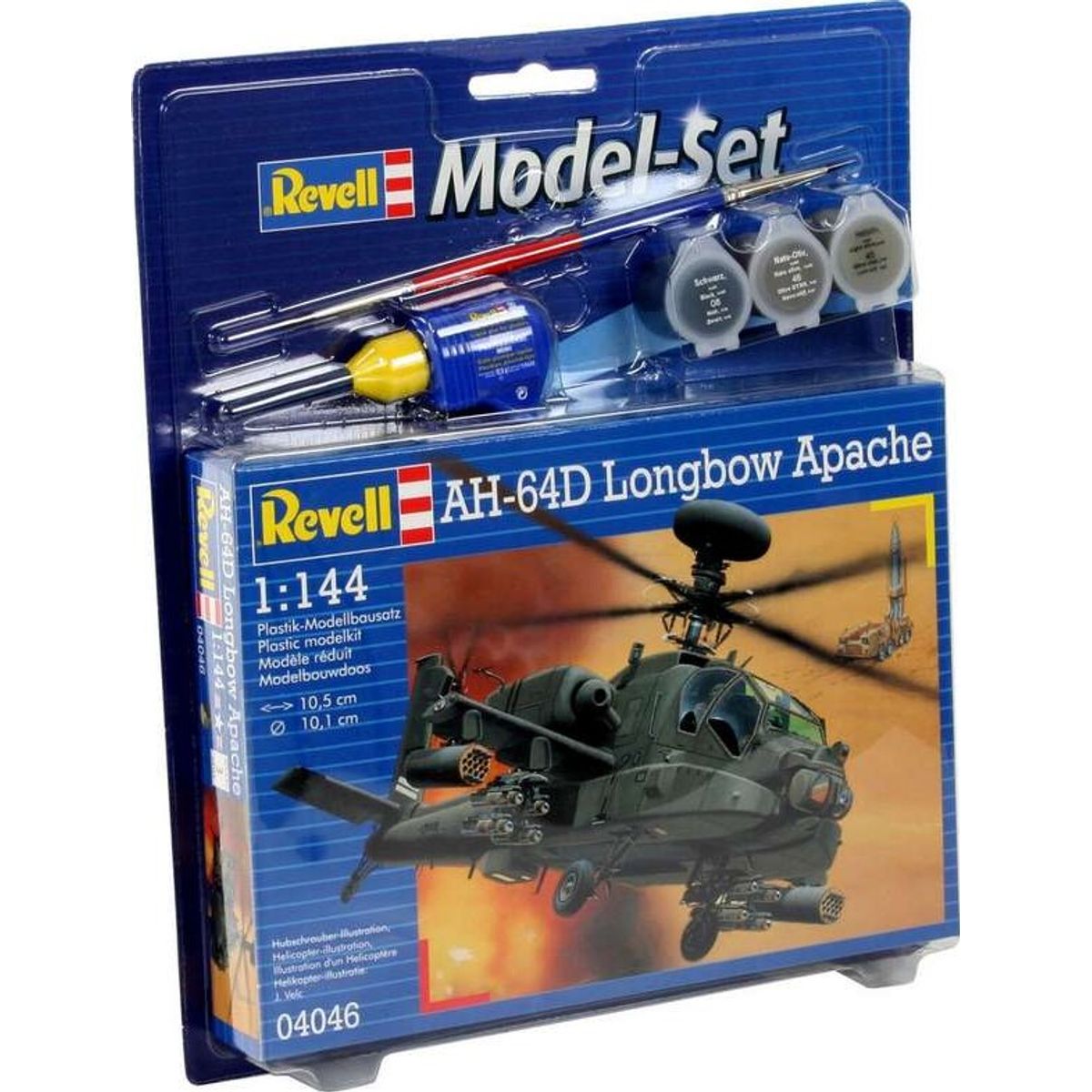 Revell - Ah-64d Longbow Apache Helikopter Byggesæt Inkl. Maling - 1:144 - 04046