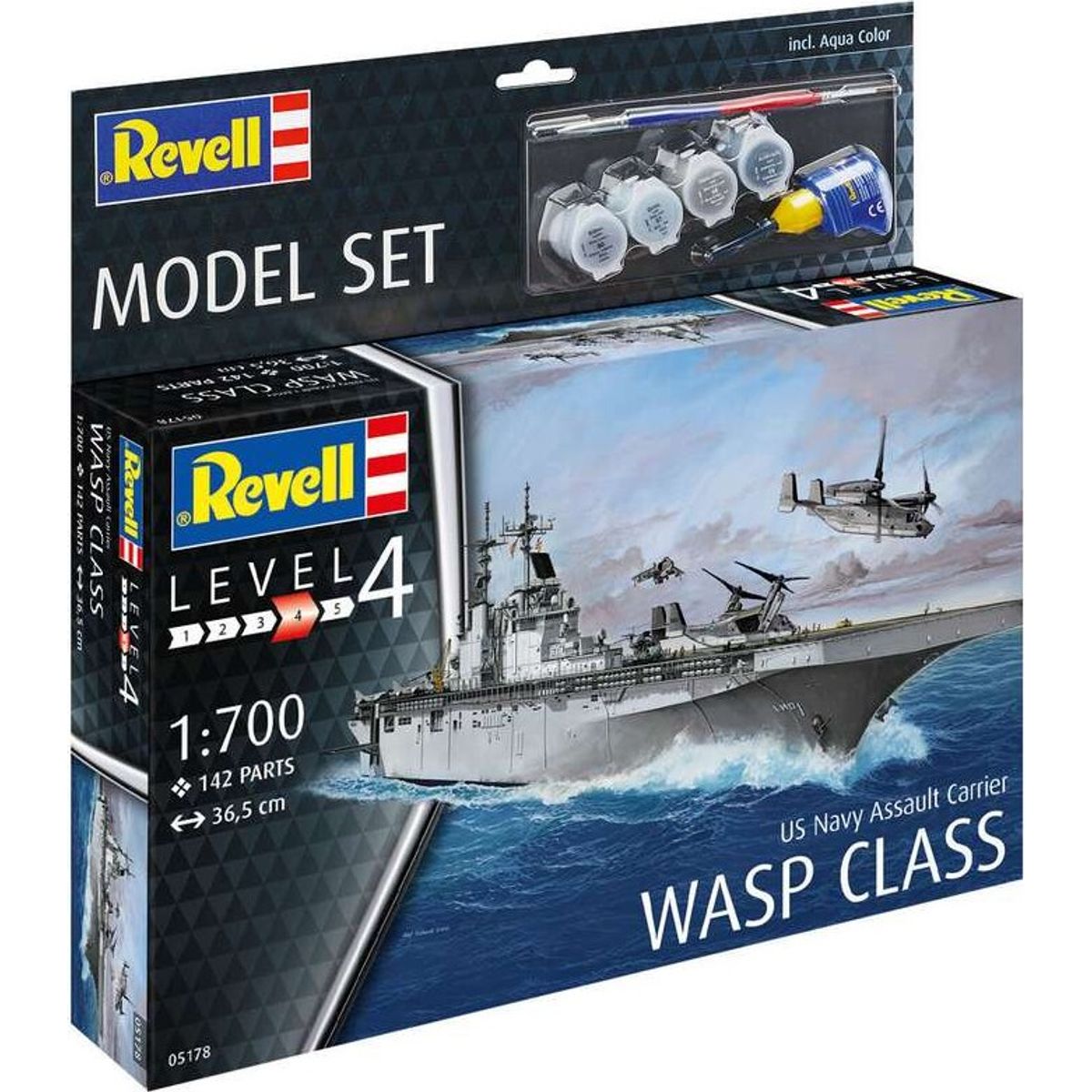 Revell - Wasp Clasp Skib Byggesæt Inkl. Maling - 1:700 - Level 4 - 65178