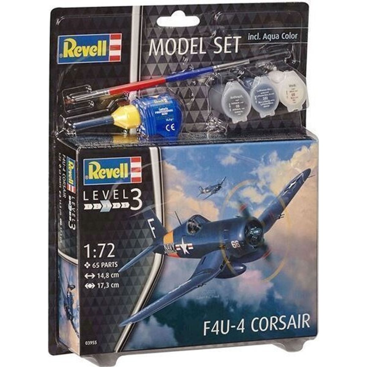 Revell - F4u-4 Corsair Male Byggesæt Modelfly - Level 3 - 63955