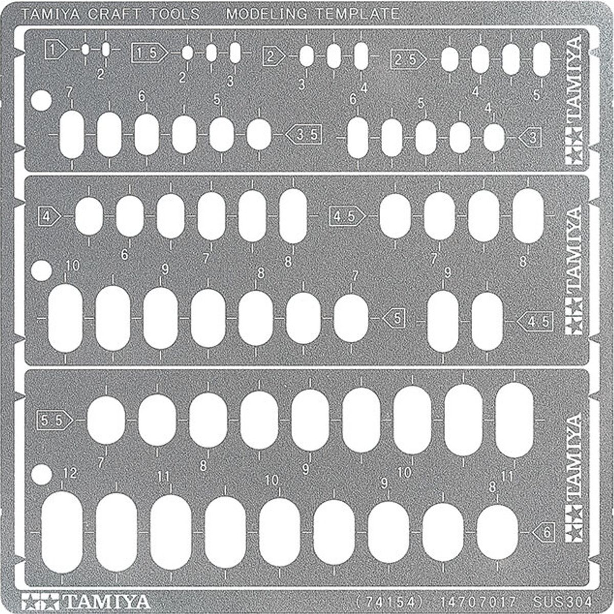 Tamiya - Modeling Template Rounded Rectangles - 1-6 Mm - 74154