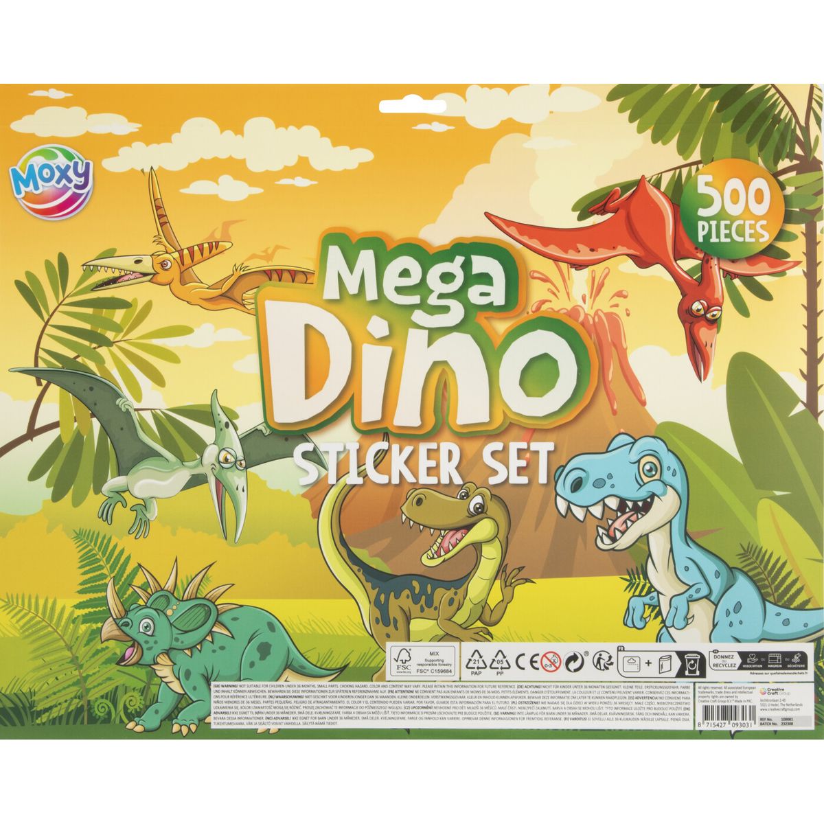 Moxy - Mega Klistermærkesæt Dino (500 Stk.)