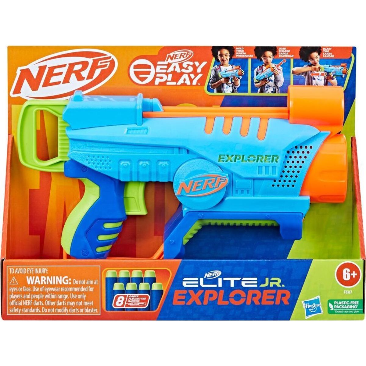 Nerf - Elite Jr Explorer Blaster - Easy Play - Inkl 8 Darts