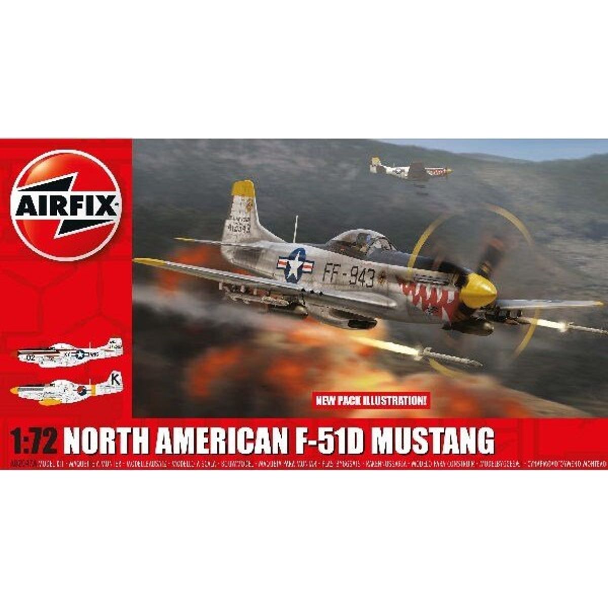 Airfix - North American F-51d Mustang Fly Byggesæt - 1:72 - A02047a