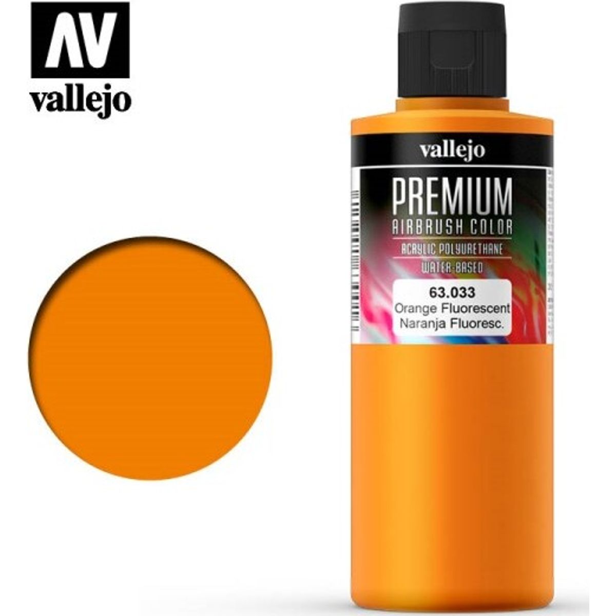 Vallejo - Premium Airbrush Maling - Orange Fluorescent 200 Ml