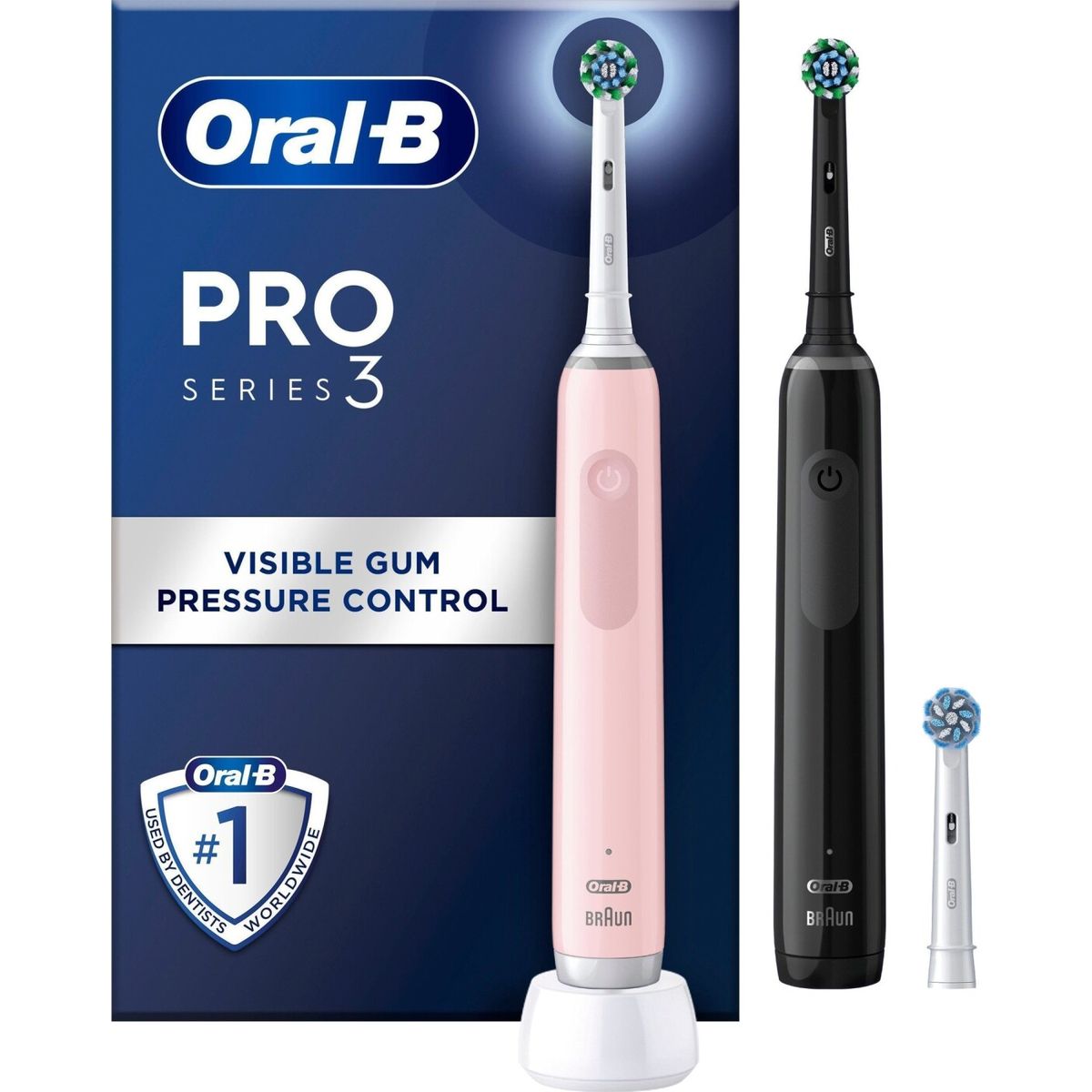 Oral-b - Dobbeltpakke Pro3 3900n Sort & Pink Elektrisk Tandbørste