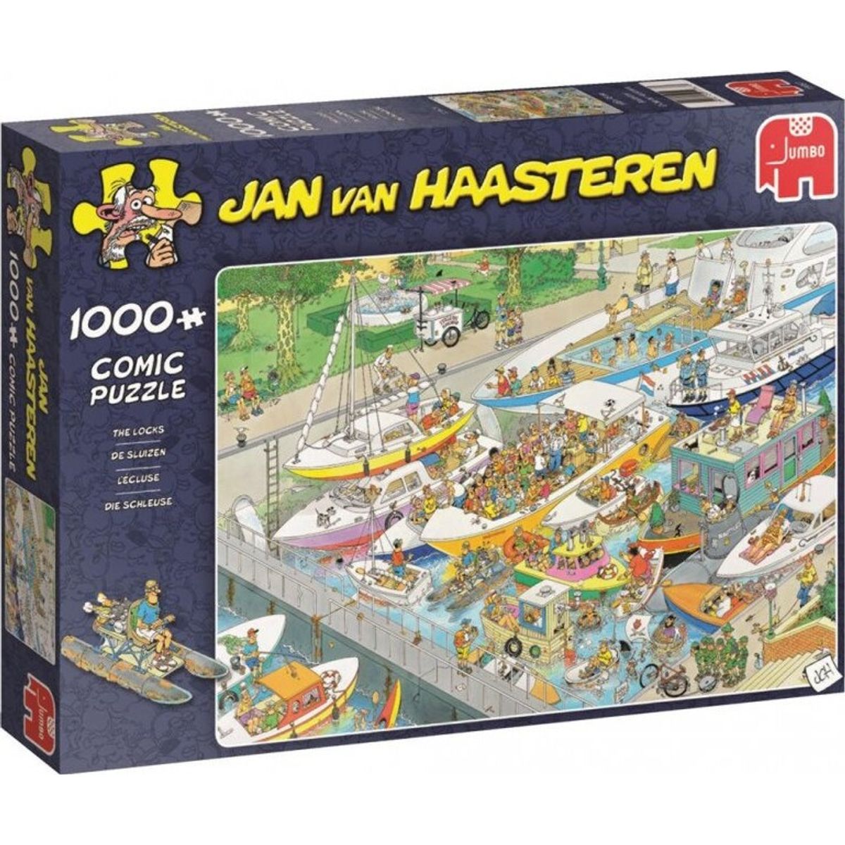 Jan Van Haasteren Puslespil - 1000 Brikker - Bådkaos Ved Havnen