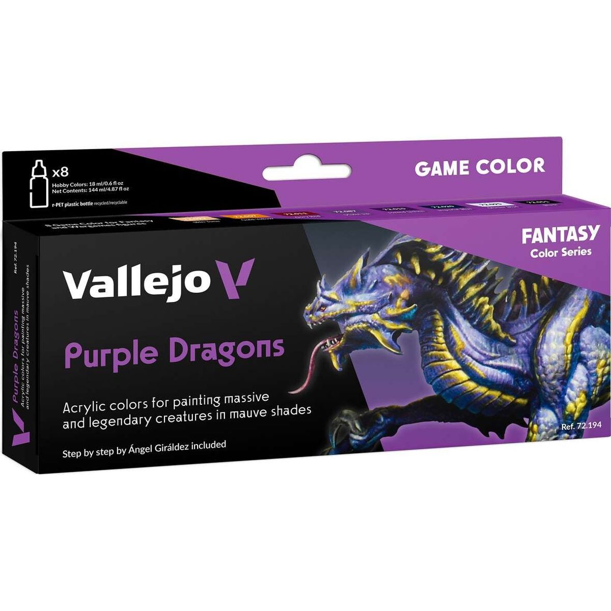 Vallejo - Game Color Maling Sæt - Purple Dragons - Fantasy - 8x18 Ml