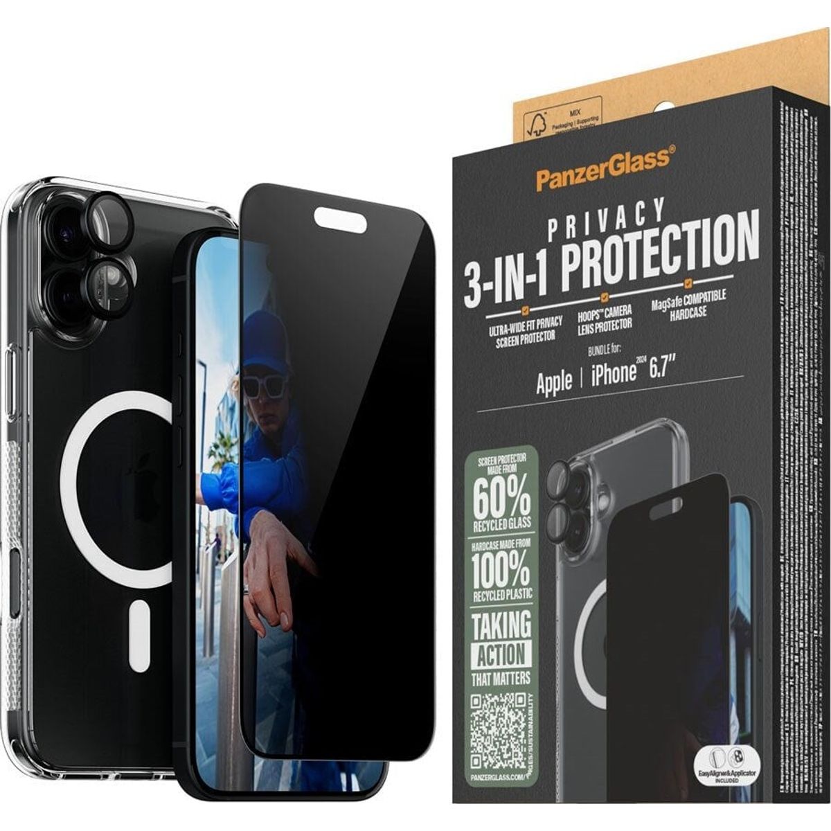 Panzerglass - Iphone 16 Plus 6.7'' 3-in-1 Privacy Protect Bundle