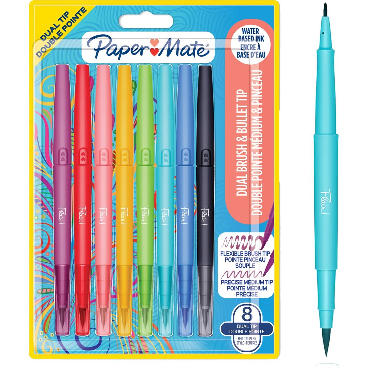 Paper Mate - Flair Dual Felt Tip Pen 8-blister (2199386)