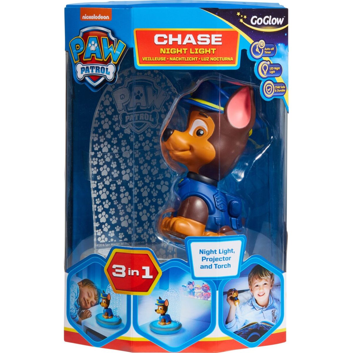 Paw Patrol - Chase Natlys Lampe Med Projektor - Goglow