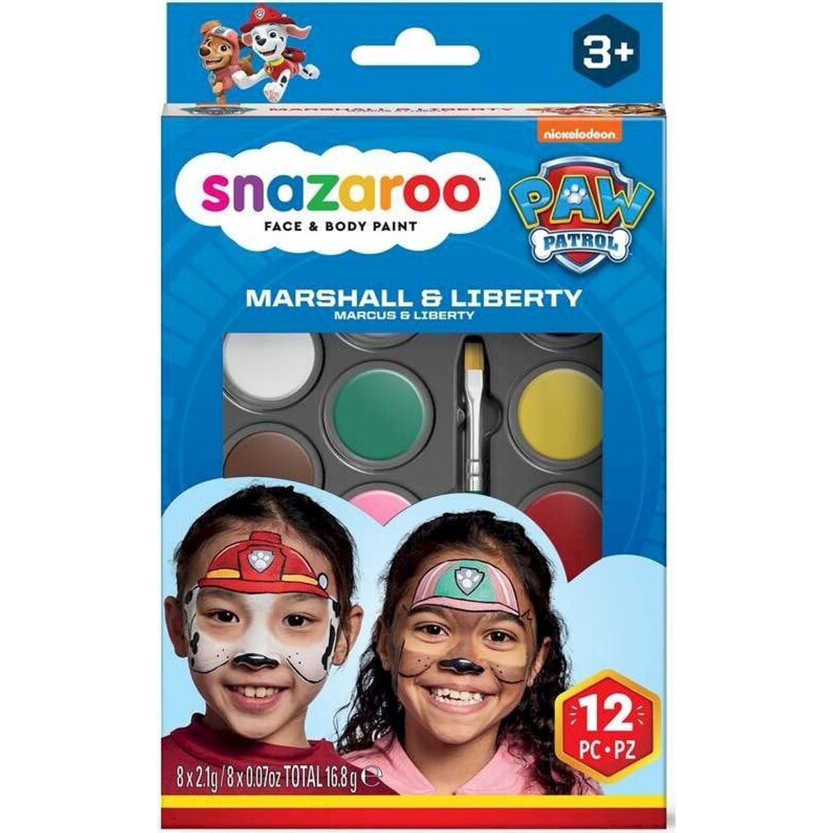 Snazaroo Ansigtsmaling Sæt - Paw Patrol - Marshall & Liberty - 12 Dele