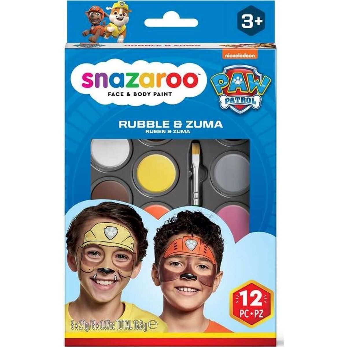 Snazaroo Ansigtsmaling Sæt - Paw Patrol - Rubble & Zuma - 12 Dele