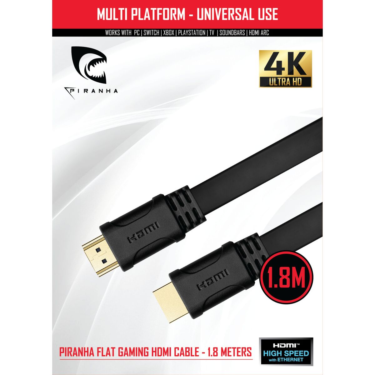 Piranha Hdmi 2.0 Kabel - 4k Uhd Hdr 60 Hz - 1,8 M - Sort