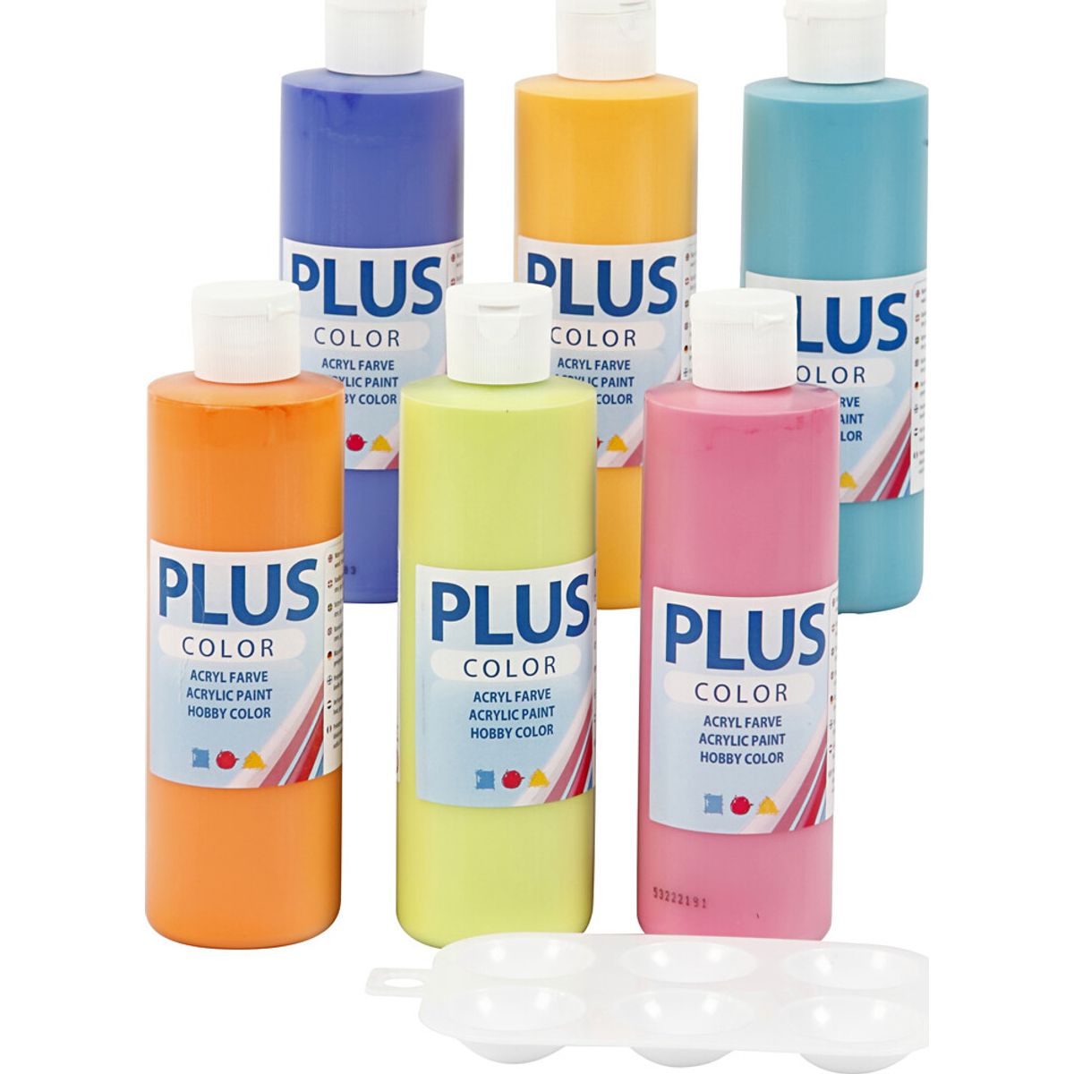 Plus Color Hobbymaling Sæt - Akrylfarver - 6x250 Ml