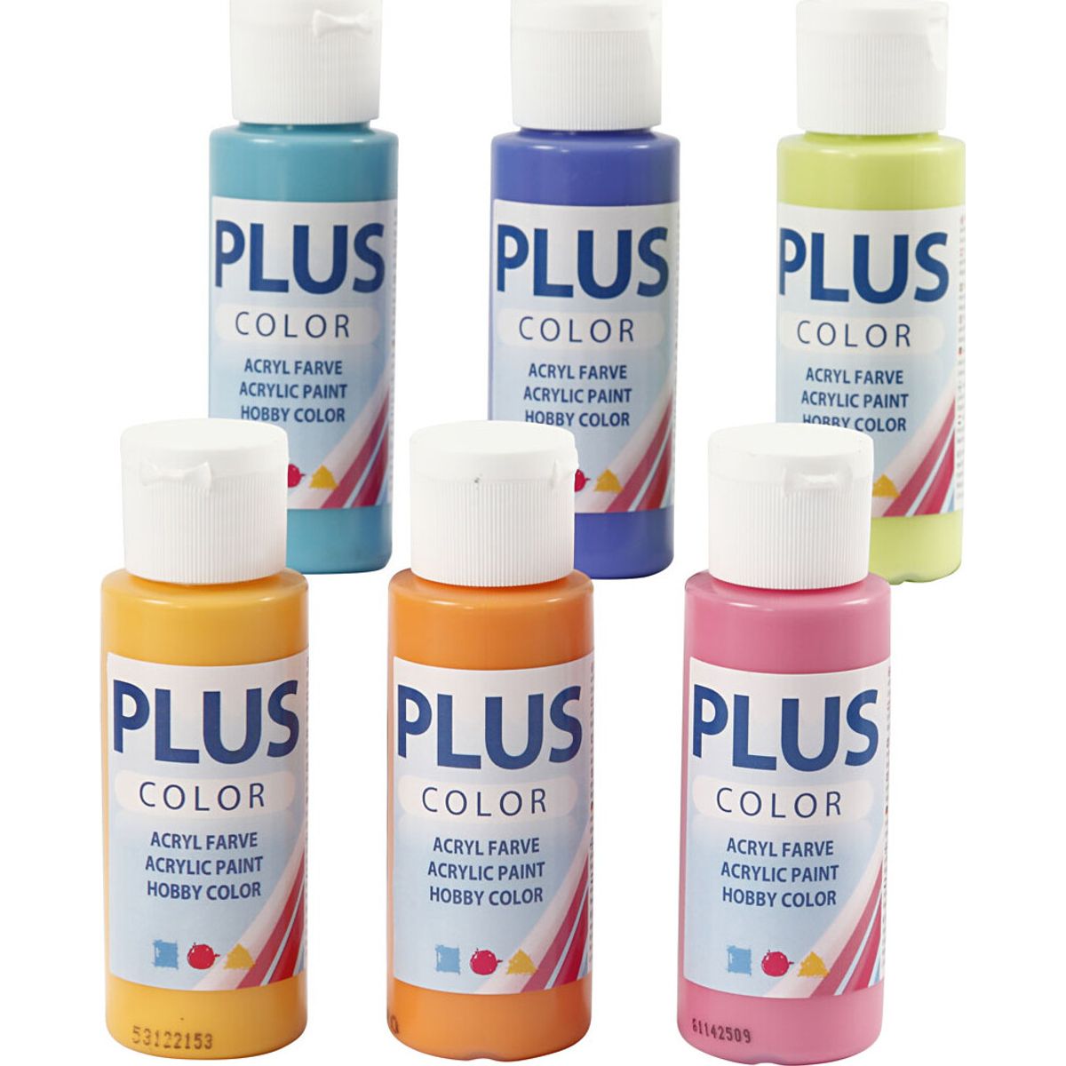 Plus Color Hobbymaling - Akrylfarver - Colorful Sæt - 6x60 Ml