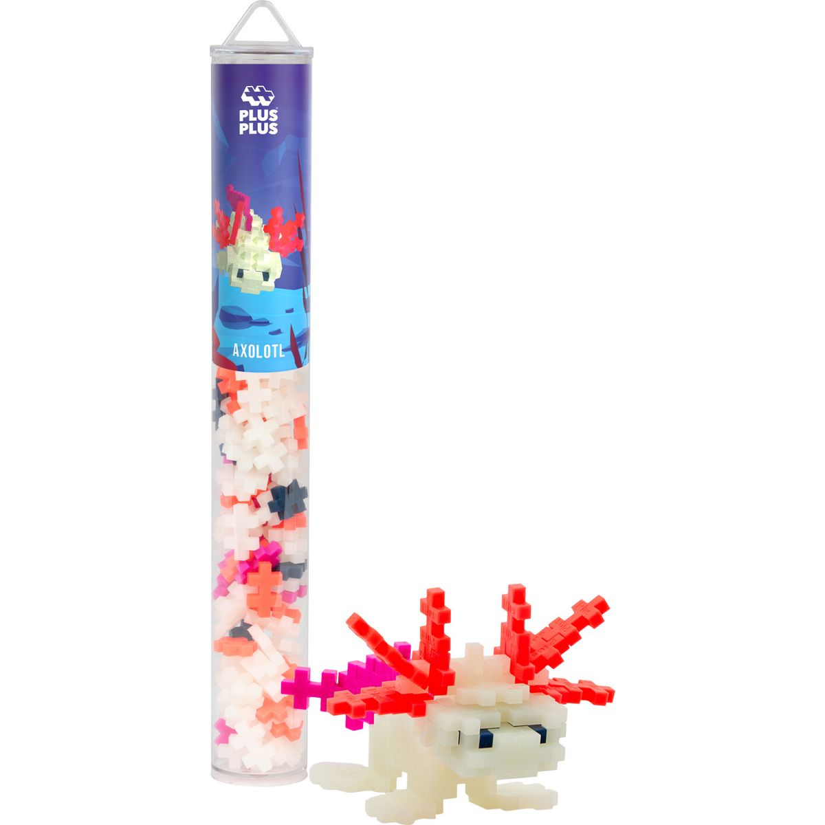 Plus-plus - Axolotl Figur - Selvlysende - Rør Med 100 Brikker