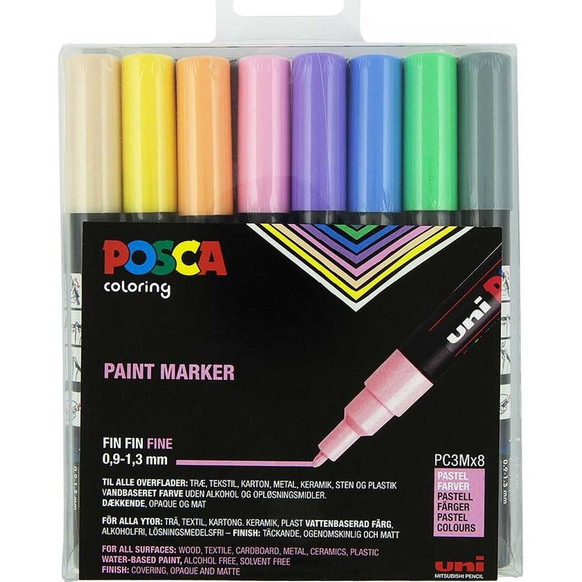 Posca Tusser - Fin - Sæt Med 8 Pastel Farver