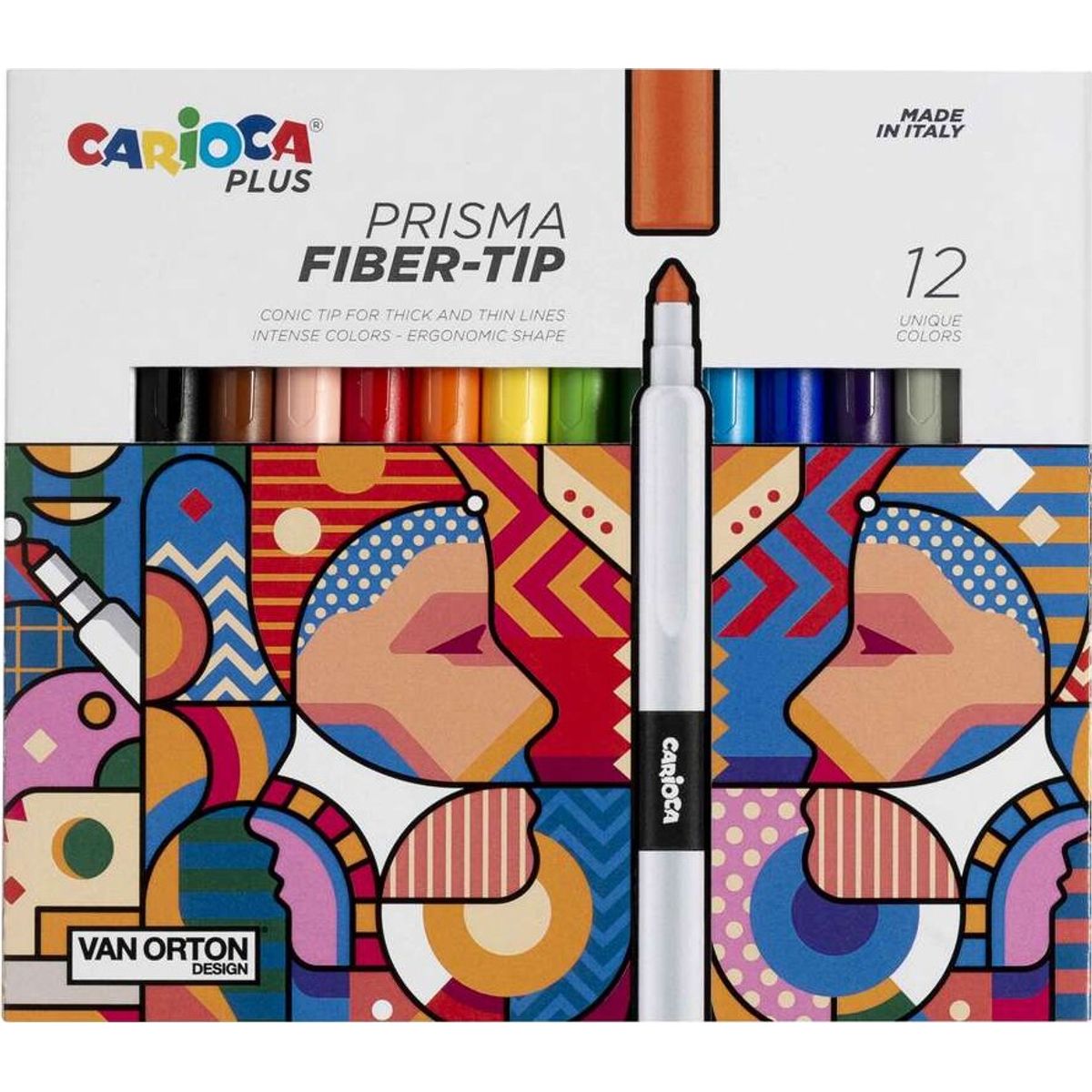 Carioca Plus - Tusser - Prisma Fiber Tip - 12 Farver