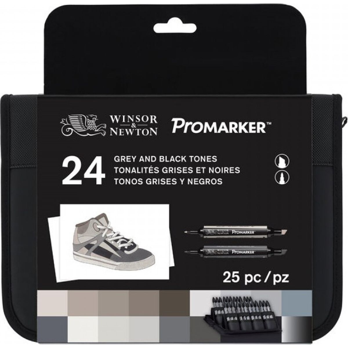 Winsor & Newton - Promarker Tusser - Grå Og Sorte Toner - 24 Farver