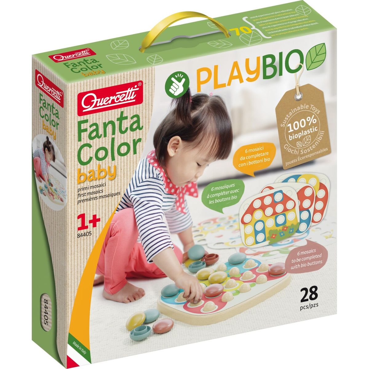 Quercetti - Playbio Stiftmosaik: Fantacolor Baby (28 Dele) - (qu-84405)