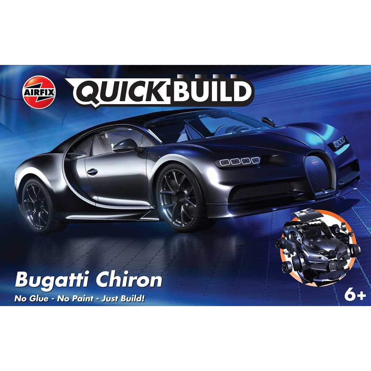 Airfix - Quick Build - Bugatti Chiron Bil Byggesæt - Sort - J6025