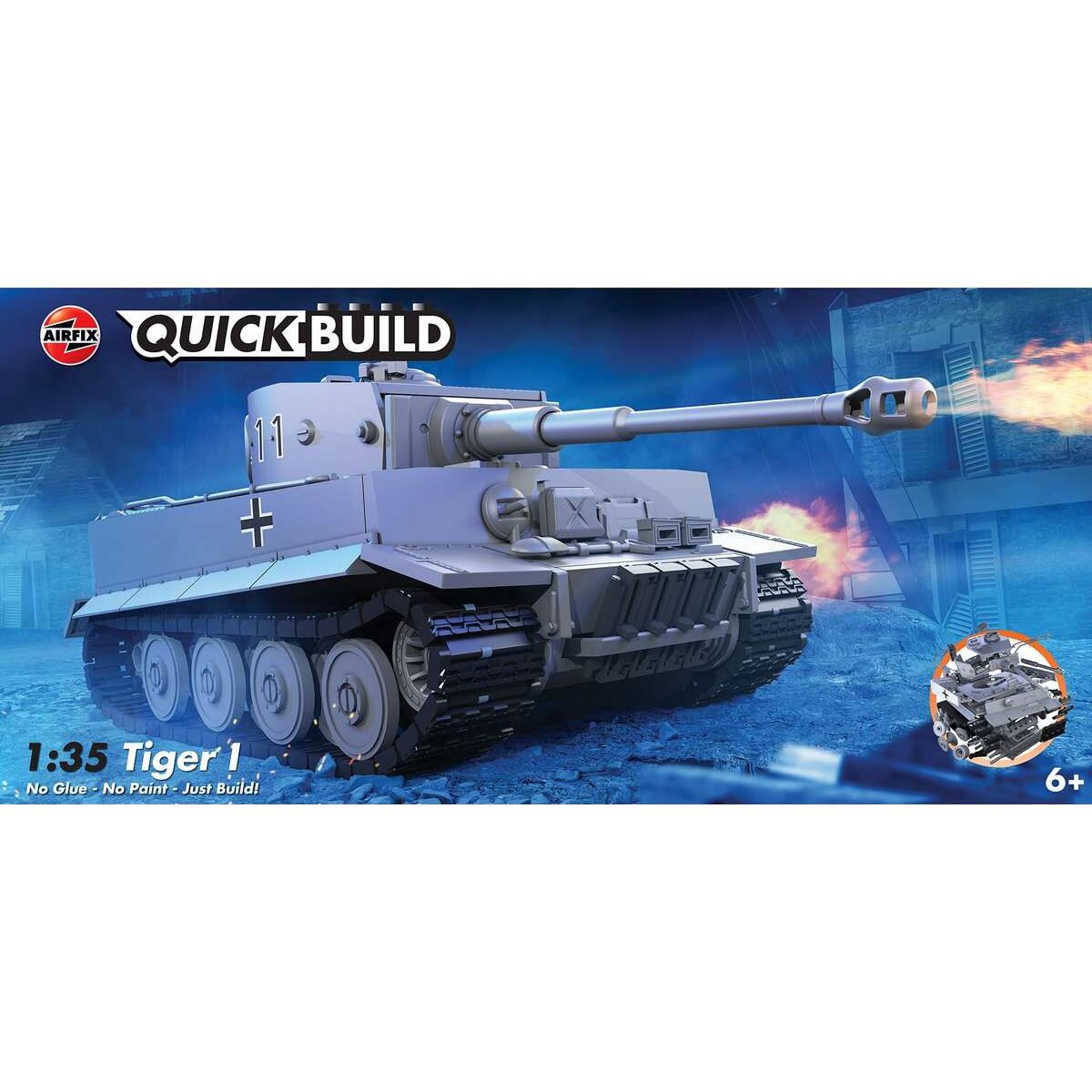 Airfix - Quikbuild Tiger I Modeltank Byggesæt - 1:35 - J6041