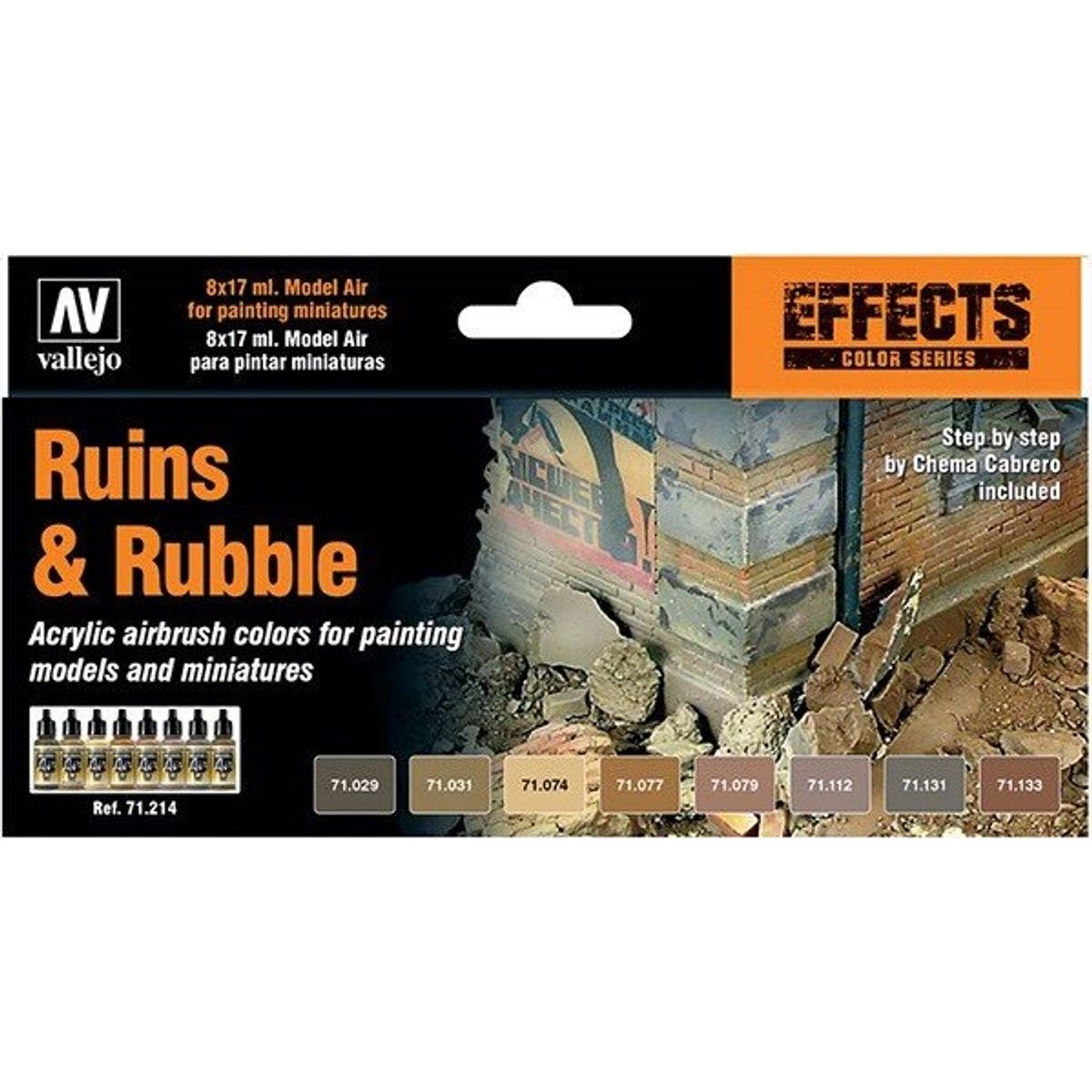 Vallejo - Effects Maling Sæt - Ruins & Rubble - 8x17 Ml