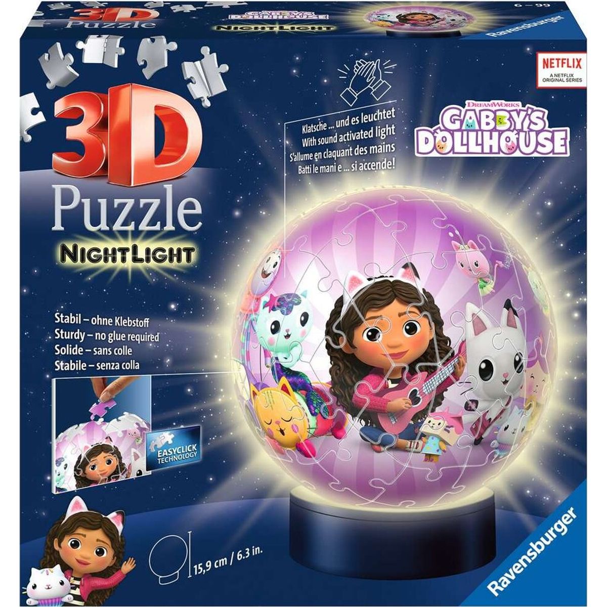 Ravensburger 3d Puslespil - Gabby's Dukkehus Natlampe - 72 Brikker